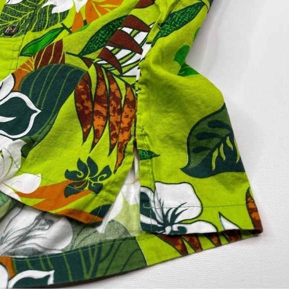Vintage Aloha Shirt Hawaiian Button Green Beach Vacation Tropical Golf Fishing - Picture 5 of 12